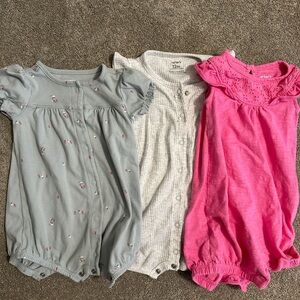 Carter's Baby Rompers in Gray and Pink